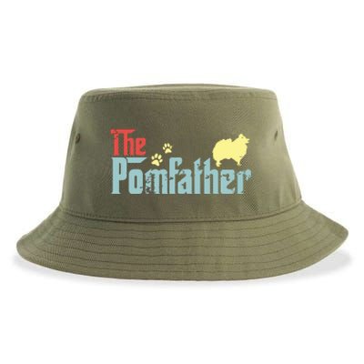 Vintage The Pomfather Happy Fathers Day Pomeranian Lover Sustainable Bucket Hat