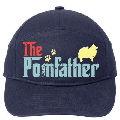 Vintage The Pomfather Happy Fathers Day Pomeranian Lover 7-Panel Snapback Hat