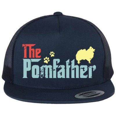 Vintage The Pomfather Happy Fathers Day Pomeranian Lover Flat Bill Trucker Hat