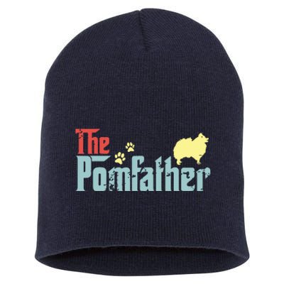 Vintage The Pomfather Happy Fathers Day Pomeranian Lover Short Acrylic Beanie