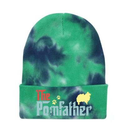 Vintage The Pomfather Happy Fathers Day Pomeranian Lover Tie Dye 12in Knit Beanie