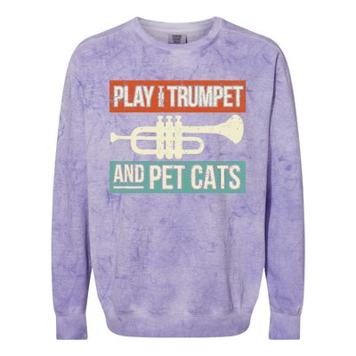 Vintage Trumpet Player Design Cat Lover Trumpeter I Pet Cats Colorblast Crewneck Sweatshirt