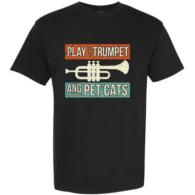 Vintage Trumpet Player Design Cat Lover Trumpeter I Pet Cats Garment-Dyed Heavyweight T-Shirt