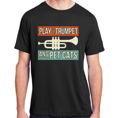 Vintage Trumpet Player Design Cat Lover Trumpeter I Pet Cats Adult ChromaSoft Performance T-Shirt