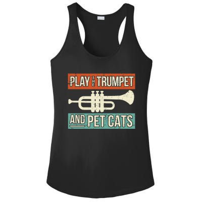 Vintage Trumpet Player Design Cat Lover Trumpeter I Pet Cats Ladies PosiCharge Competitor Racerback Tank