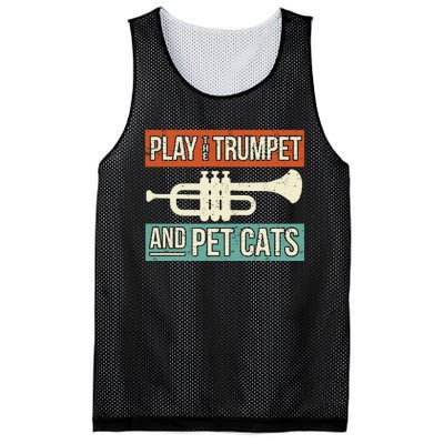 Vintage Trumpet Player Design Cat Lover Trumpeter I Pet Cats Mesh Reversible Basketball Jersey Tank