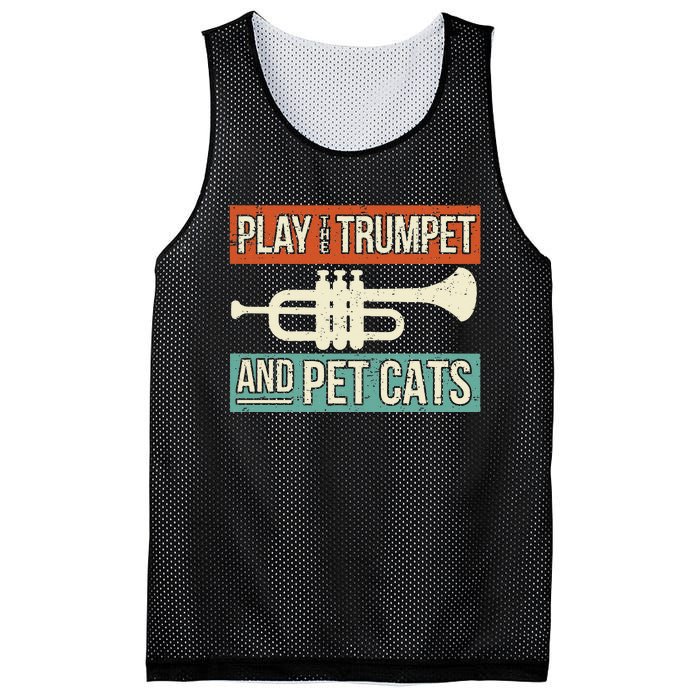 Vintage Trumpet Player Design Cat Lover Trumpeter I Pet Cats Mesh Reversible Basketball Jersey Tank