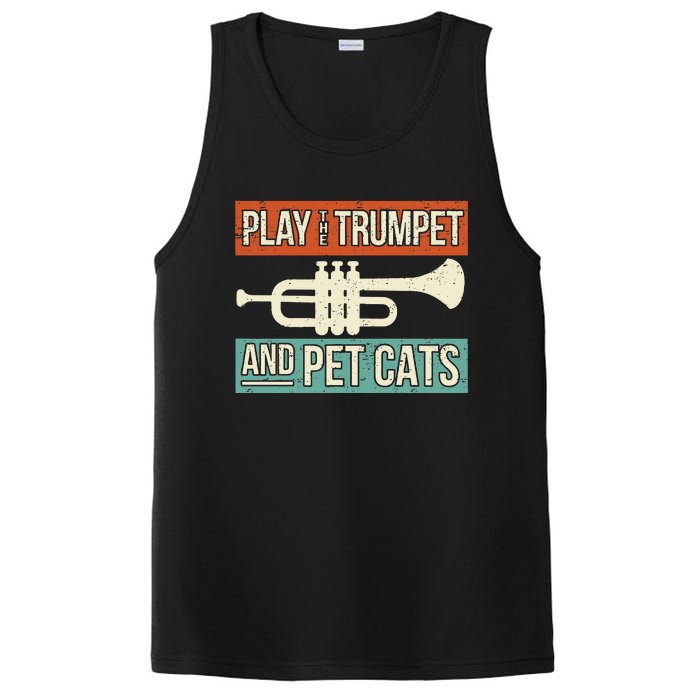 Vintage Trumpet Player Design Cat Lover Trumpeter I Pet Cats PosiCharge Competitor Tank