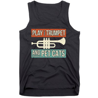 Vintage Trumpet Player Design Cat Lover Trumpeter I Pet Cats Tank Top