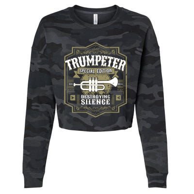 Vintage Trumpet Player Retro Graphic Trumpeter Cropped Pullover Crew