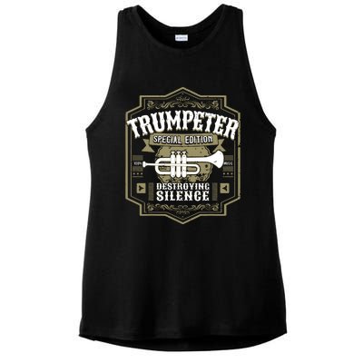 Vintage Trumpet Player Retro Graphic Trumpeter Ladies PosiCharge Tri-Blend Wicking Tank