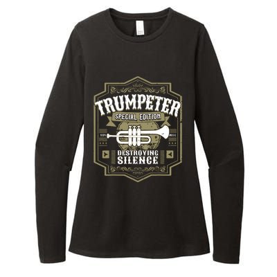 Vintage Trumpet Player Retro Graphic Trumpeter Womens CVC Long Sleeve Shirt