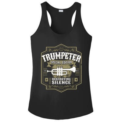 Vintage Trumpet Player Retro Graphic Trumpeter Ladies PosiCharge Competitor Racerback Tank