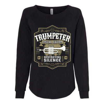 Vintage Trumpet Player Retro Graphic Trumpeter Womens California Wash Sweatshirt