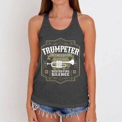 Vintage Trumpet Player Retro Graphic Trumpeter Women's Knotted Racerback Tank