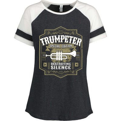 Vintage Trumpet Player Retro Graphic Trumpeter Enza Ladies Jersey Colorblock Tee