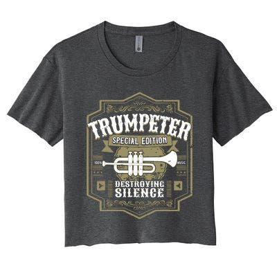 Vintage Trumpet Player Retro Graphic Trumpeter Women's Crop Top Tee