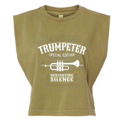 Vintage Trumpet Player Retro Graphic Trumpeter Garment-Dyed Women's Muscle Tee