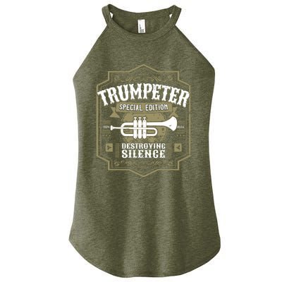 Vintage Trumpet Player Retro Graphic Trumpeter Women's Perfect Tri Rocker Tank