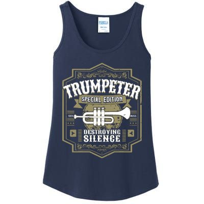 Vintage Trumpet Player Retro Graphic Trumpeter Ladies Essential Tank