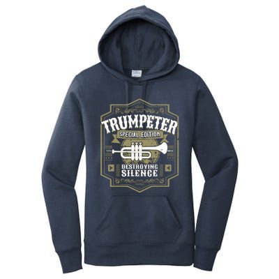 Vintage Trumpet Player Retro Graphic Trumpeter Women's Pullover Hoodie