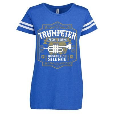 Vintage Trumpet Player Retro Graphic Trumpeter Enza Ladies Jersey Football T-Shirt