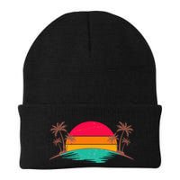 Vintage Tropical Palm Trees Sunset Sunrise Beanie