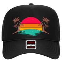 Vintage Tropical Palm Trees Sunset Sunrise Trucker Hat