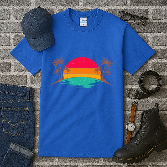 Vintage Tropical Palm Trees Sunset Sunrise Tall T-Shirt