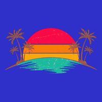 Vintage Tropical Palm Trees Sunset Sunrise Tall T-Shirt