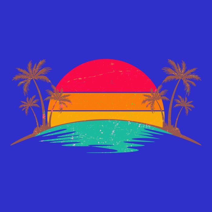 Vintage Tropical Palm Trees Sunset Sunrise Tall T-Shirt