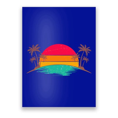 Vintage Tropical Palm Trees Sunset Sunrise Poster