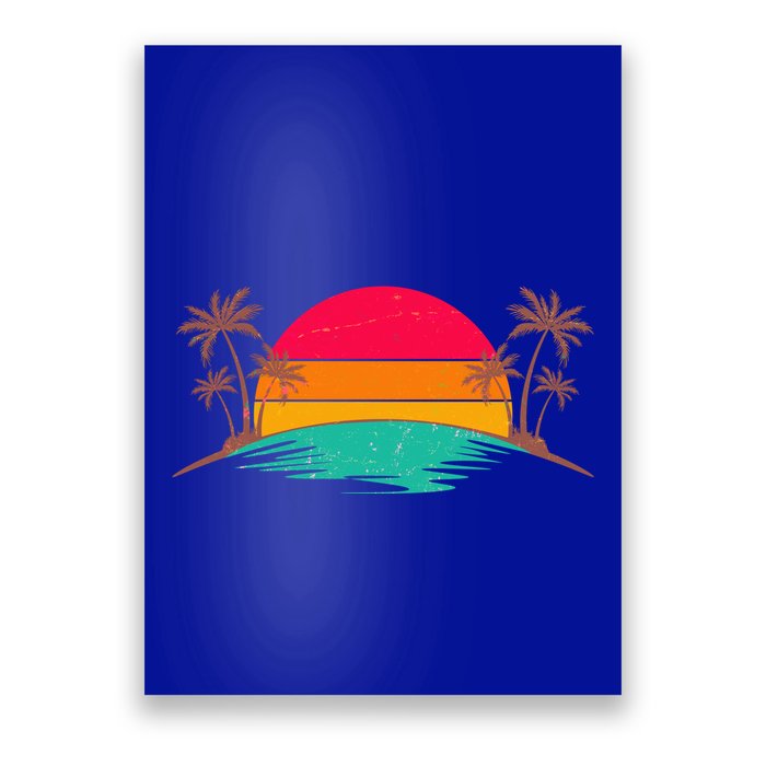 Vintage Tropical Palm Trees Sunset Sunrise Poster