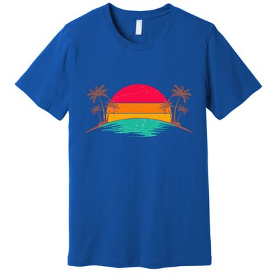 Vintage Tropical Palm Trees Sunset Sunrise Premium T-Shirt