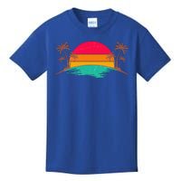 Vintage Tropical Palm Trees Sunset Sunrise Kids T-Shirt