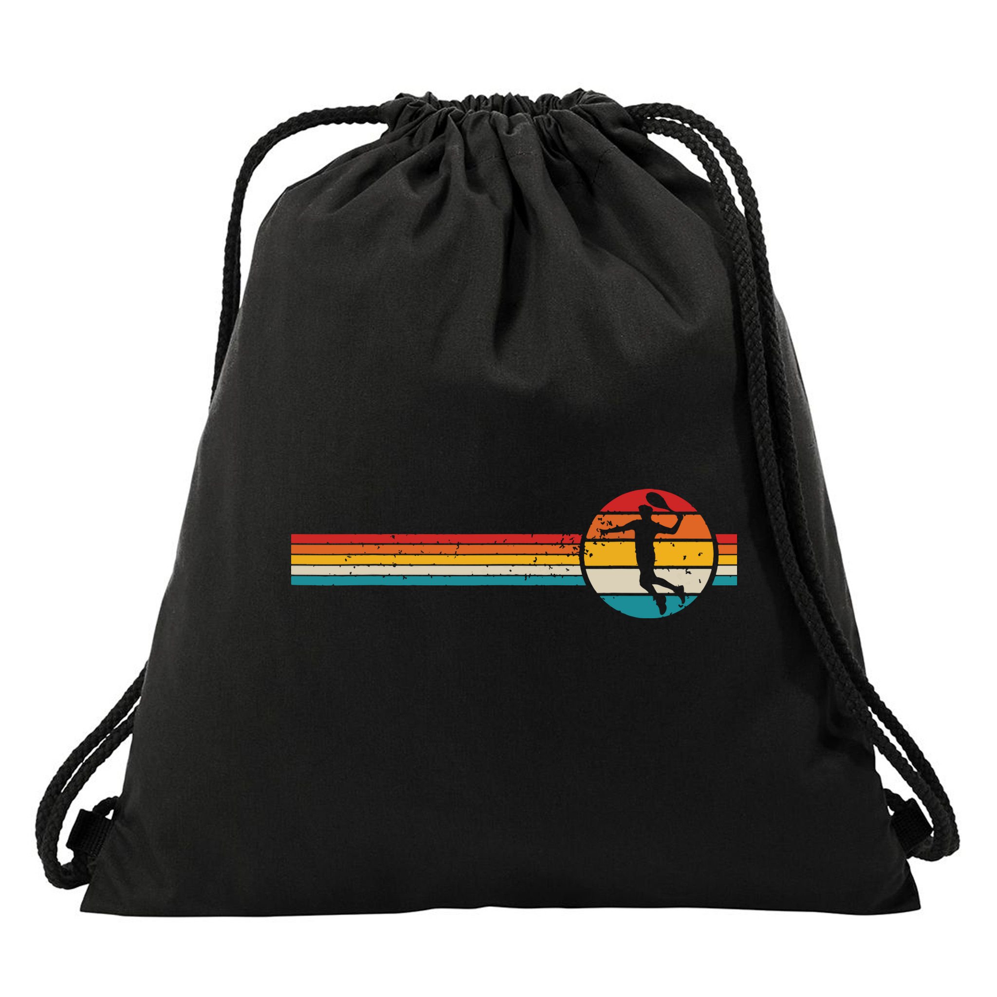 Vintage Tennis Player Sports Retro Tennis Drawstring Bag