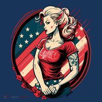 Vintage Tattoo Pinup Flag Rebellious Playful American Tall T-Shirt