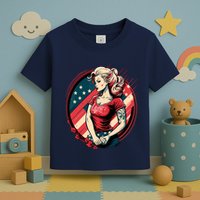 Vintage Tattoo Pinup Flag Rebellious Playful American Toddler T-Shirt