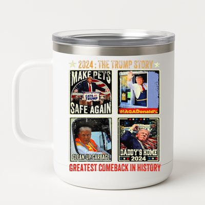 Victory Trump President 2024 Greatest Comeback Inauguration 12 oz Stainless Steel Tumbler Cup