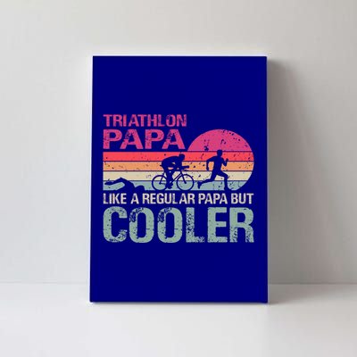 Vintage Triathlon Papa Swim Bike Run Dad Triathletes Father Cute Gift Canvas