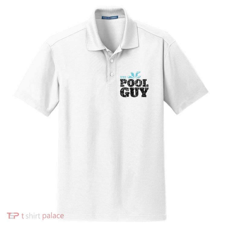 Vintage The Pool Guy Funny Swimming Dry Zone Grid Polo