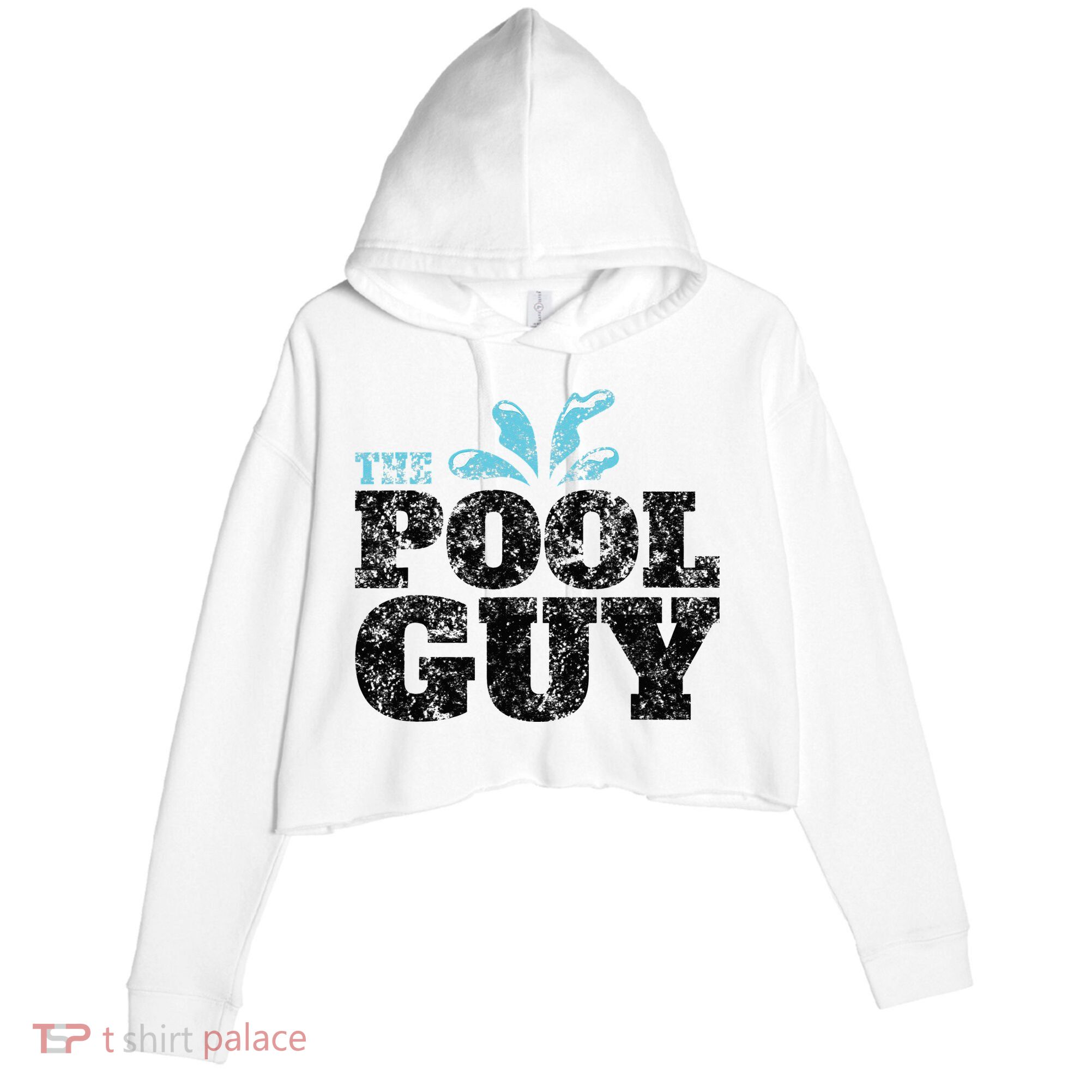 Vintage The Pool Guy Funny Swimming Crop Fleece Hoodie