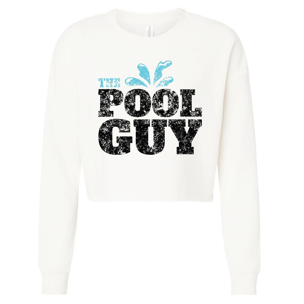 Vintage The Pool Guy Funny Swimming Cropped Pullover Crew