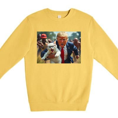 Vote Trump Pets For Trump Vote President Trump Holding Cat Gift Premium Crewneck Sweatshirt