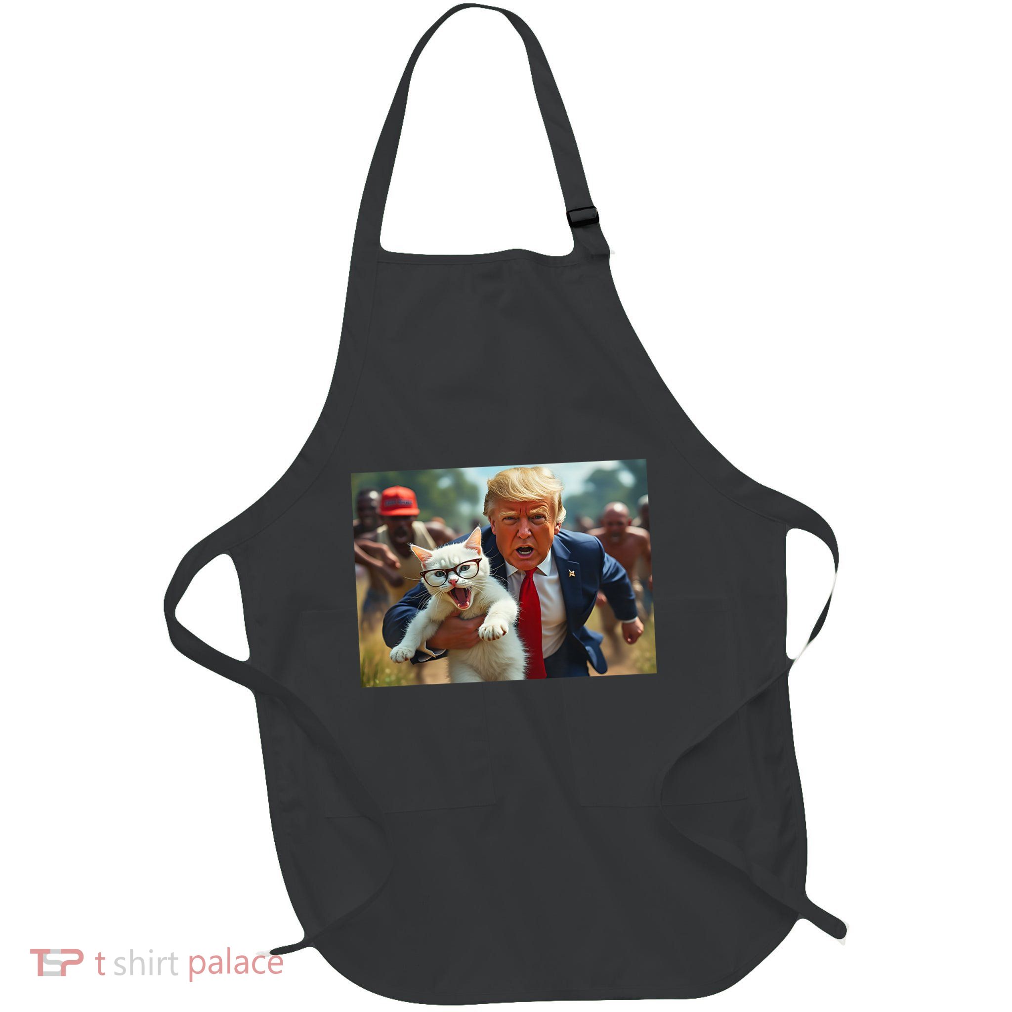 Vote Trump Pets For Trump Vote President Trump Holding Cat Gift Full-Length Apron With Pockets