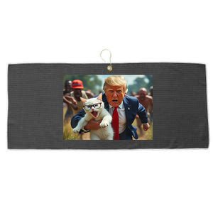 Vote Trump Pets For Trump Vote President Trump Holding Cat Gift Large Microfiber Waffle Golf Towel