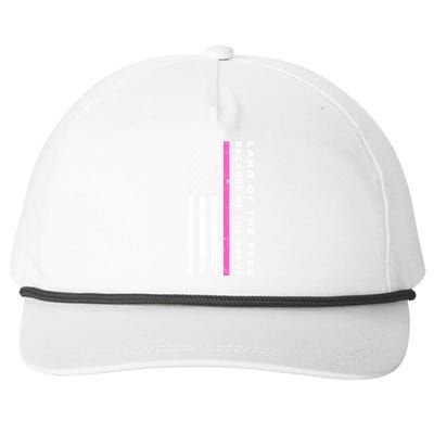 Vintage Thin Pink Line Land Of The Free Because Of The Brave Gift Snapback Five-Panel Rope Hat