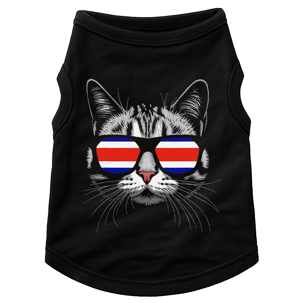 Vacation Tropical Pura Vida Cat Sunglasses Costa Rica Flag .Png Doggie Tank