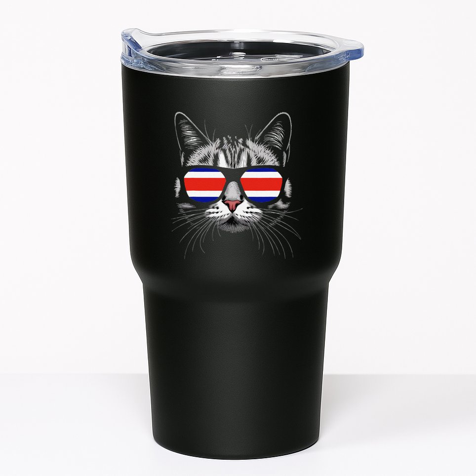 Vacation Tropical Pura Vida Cat Sunglasses Costa Rica Flag .Png Tumbler