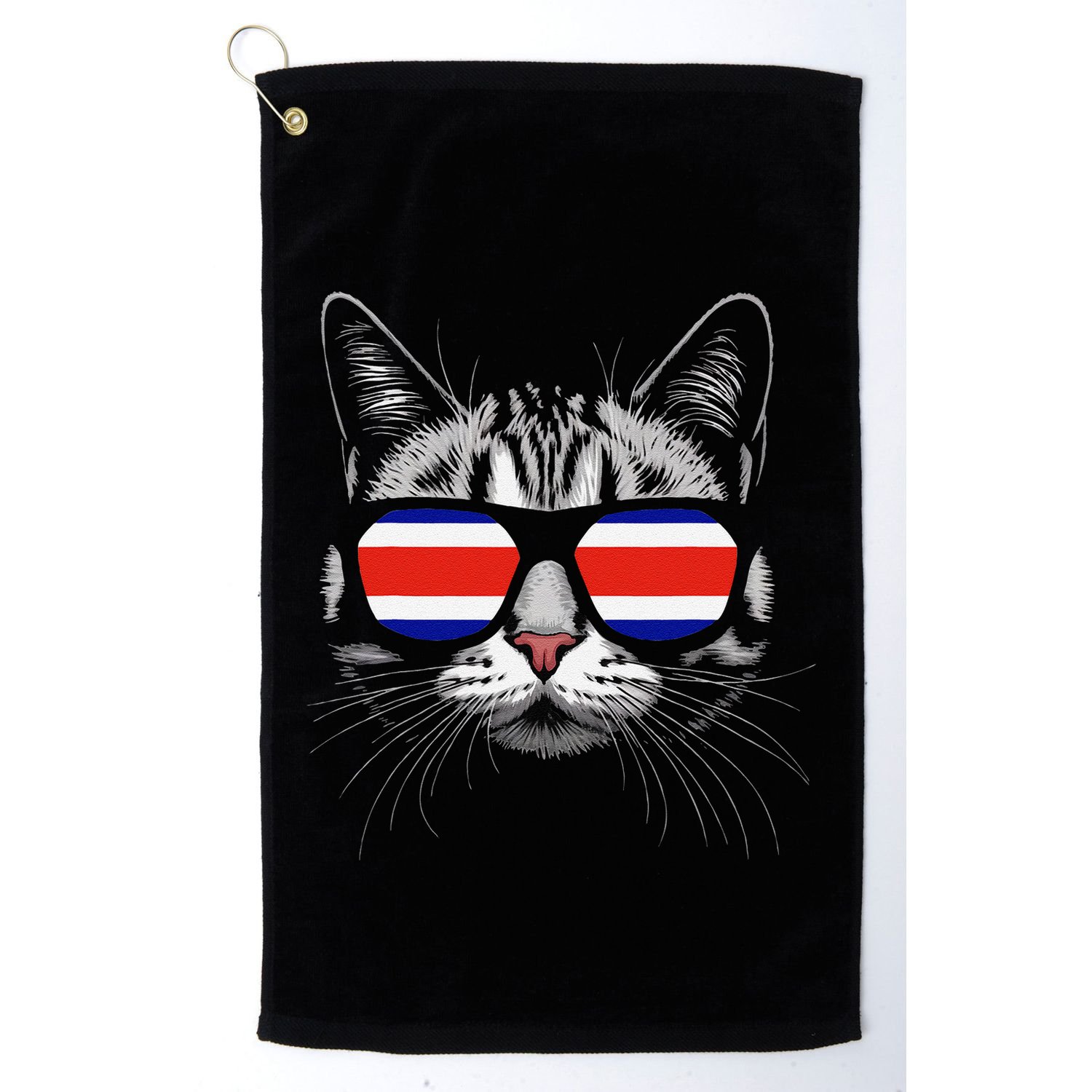 Vacation Tropical Pura Vida Cat Sunglasses Costa Rica Flag .Png Golf Towel